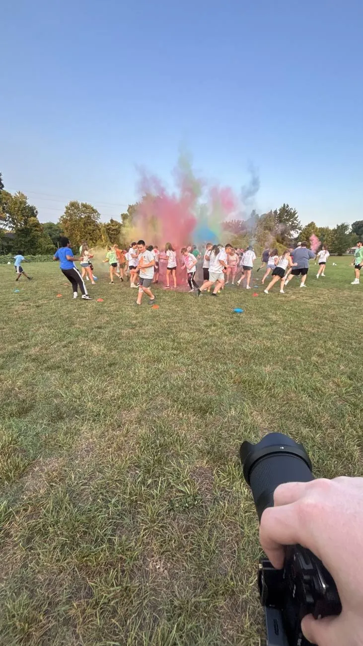 Filming a color run event